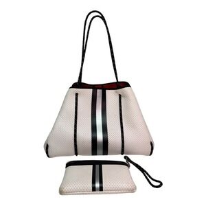 Haute Shore White Greyson Neoprene Red Liner Tote Bag